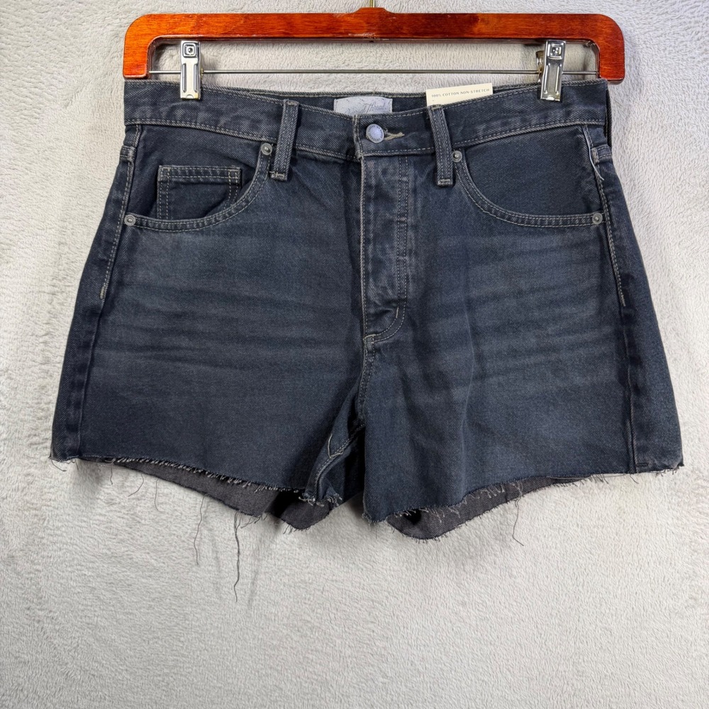 Universal Thread 90s Baggy Shorts Women 6 Black Denim Mid-Rise Raw Hem